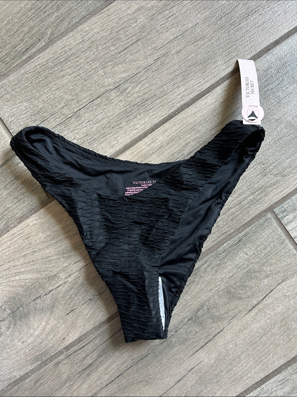 Victoria's Secret Black Textured Bikini Bottom